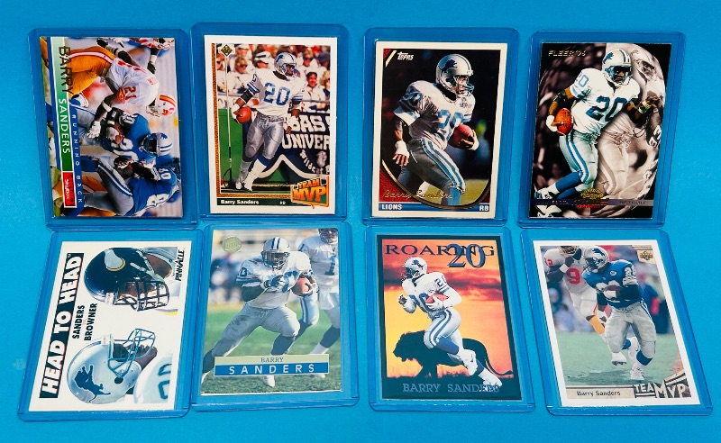 Photo 1 of 151902…8 Barry Sanders trading cards in hard plastic sleeves 