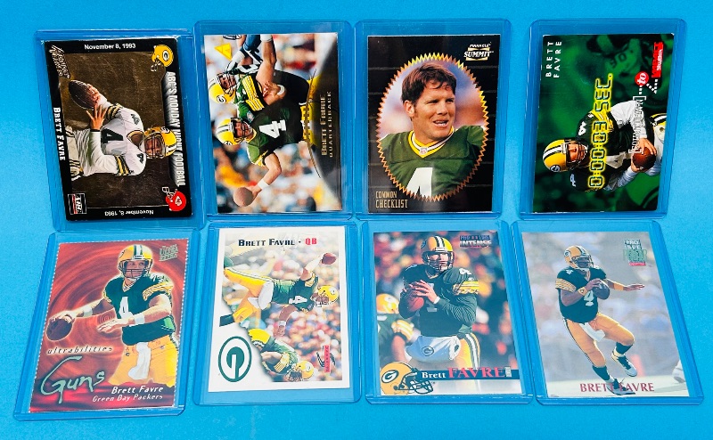 Photo 1 of 151905…8 Brett Favre trading cards in hard plastic sleeves 