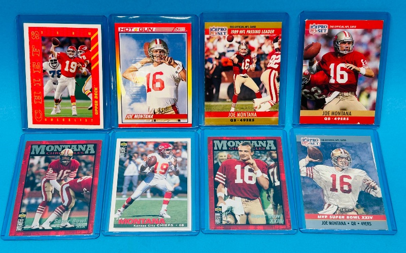 Photo 1 of 151907…8 Joe Montana trading cards in hard plastic sleeves 