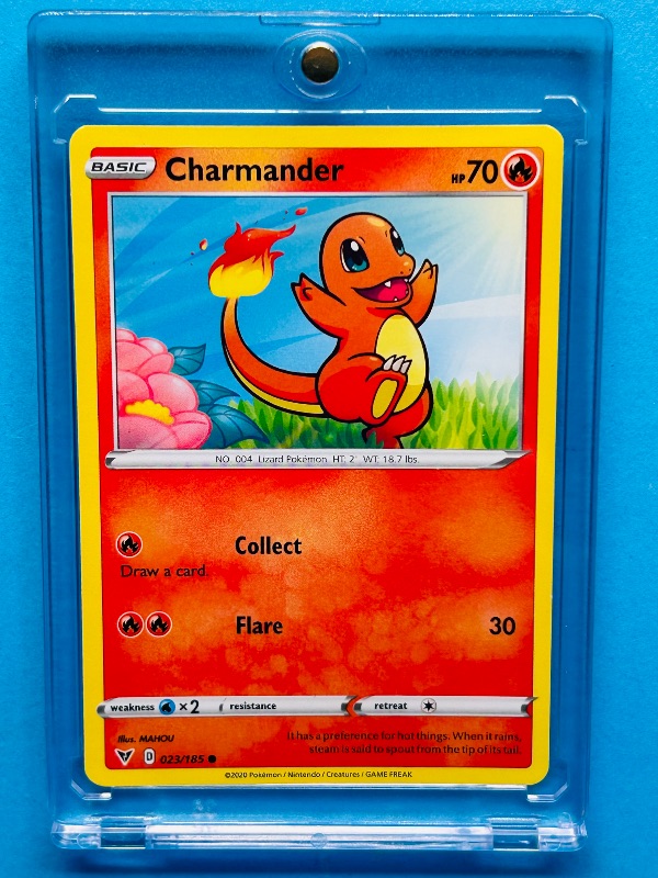 Photo 1 of 151928…Pokémon charmander card 023/185 in hard plastic case