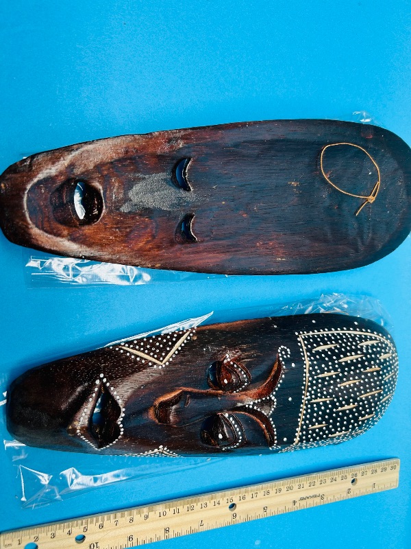 Photo 1 of 152116…2 wood tiki wall hangings made in Indonesia 