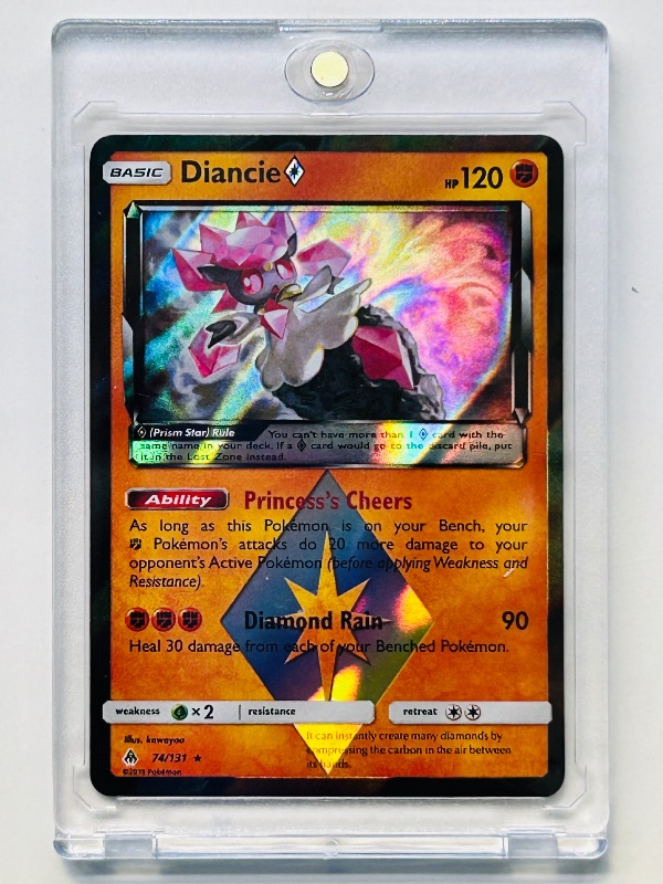 Photo 1 of 152155…Pokémon holo Diancie card 74/131 in hard plastic case