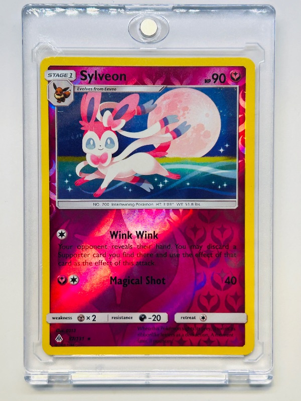 Photo 1 of 152156…Pokémon reverse holo Sylveon card 87/131 in hard plastic case