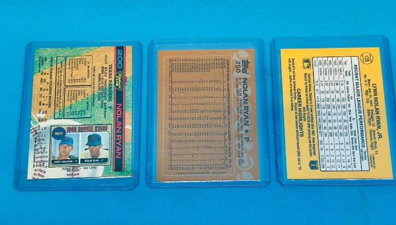 Photo 1 of 152161…3 Nolan Ryan cards in hard plastic sleeves 