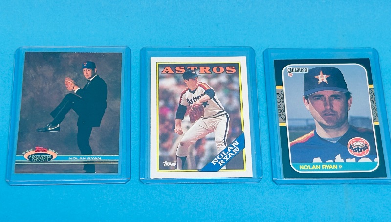 Photo 1 of 152161…3 Nolan Ryan cards in hard plastic sleeves 
