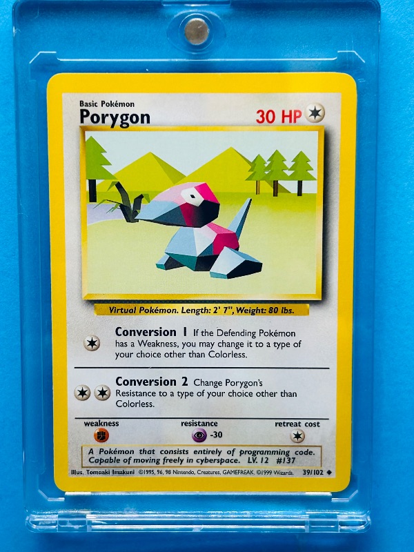 Photo 1 of 152169…Pokémon Porygon card 39/102  in hard plastic case