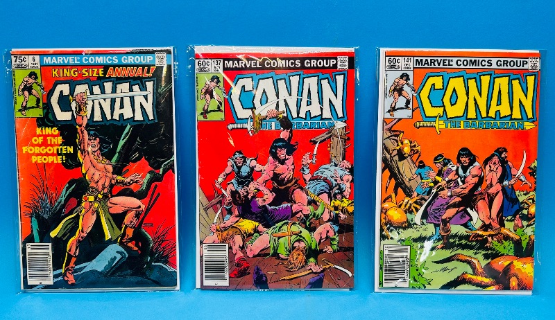 Photo 1 of 152182… 3 vintage Conan the Barbarian comics in plastic sleeves 