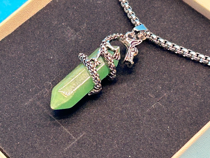 Photo 1 of 152209… polished rock dragon pendant on 18” chain in gift box