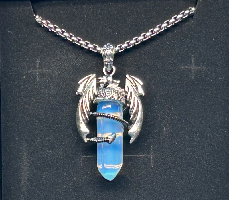 Photo 1 of 152211…  polished rock dragon pendant on 20” chain in gift box
