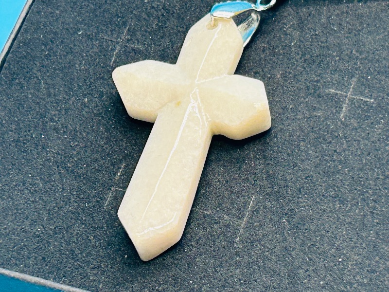 Photo 1 of 152215…  polished rock cross  pendant on 20” chain in gift box