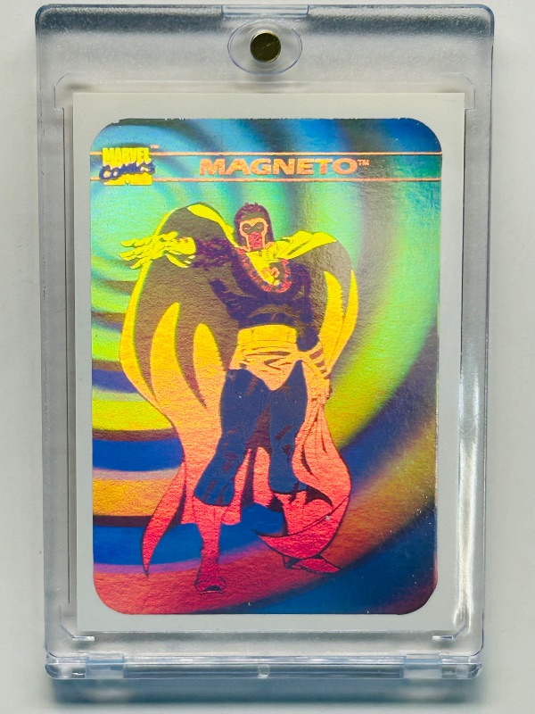 Photo 1 of 152254… marvel 1990 Hologram magneto card MH2 in hard plastic case
