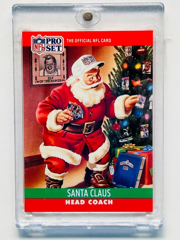 Photo 1 of 152264…Pro Set 1990 Santa Claus head coach card in hard plastic case