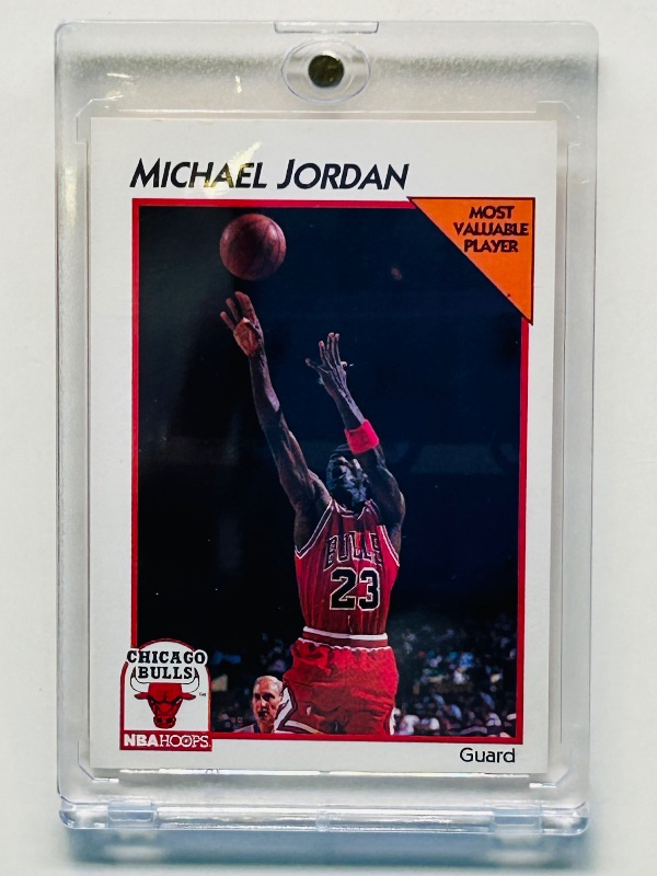 Photo 1 of 152266…Michael Jordan most valuable player card 5 in hard plastic case
