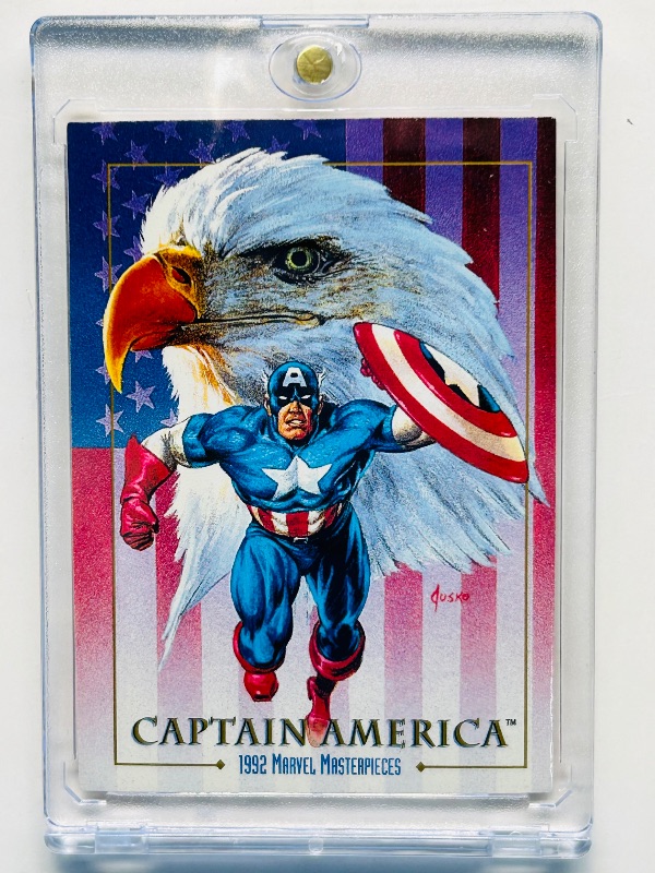 Photo 1 of 152268…Marvel Masterpieces Captain America card 16 in hard plastic case