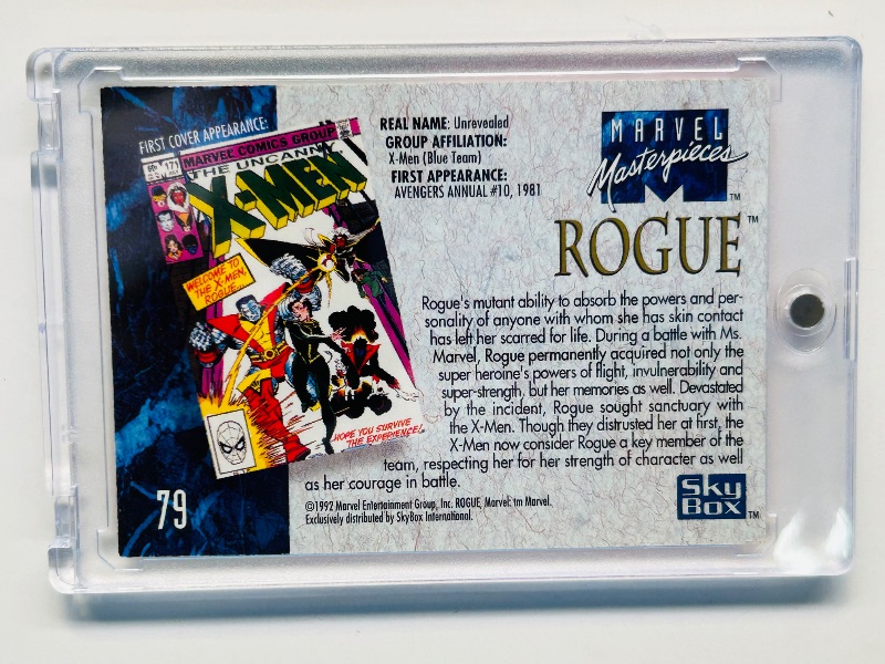 Photo 1 of 152274…marvel masterpieces Rogue card 79  in hard plastic case