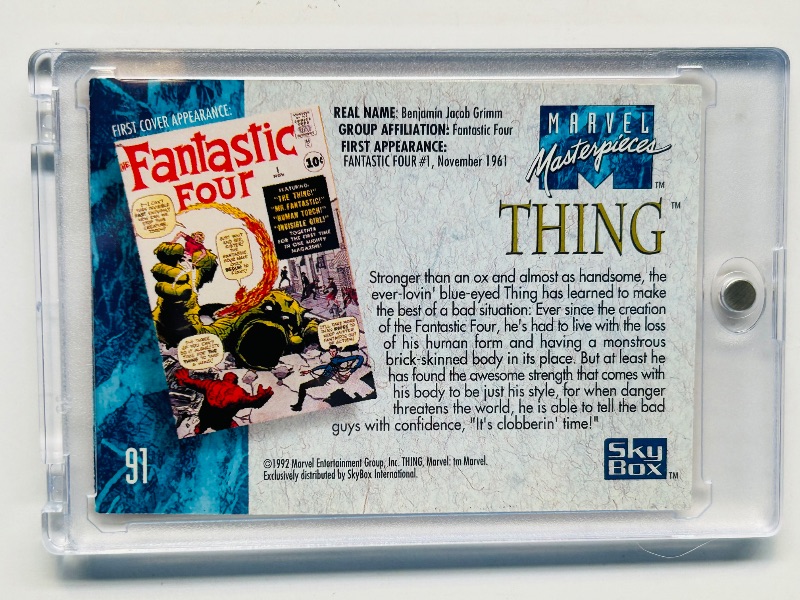 Photo 1 of 152275…Marvel Masterpieces Thing card 97  in hard plastic case