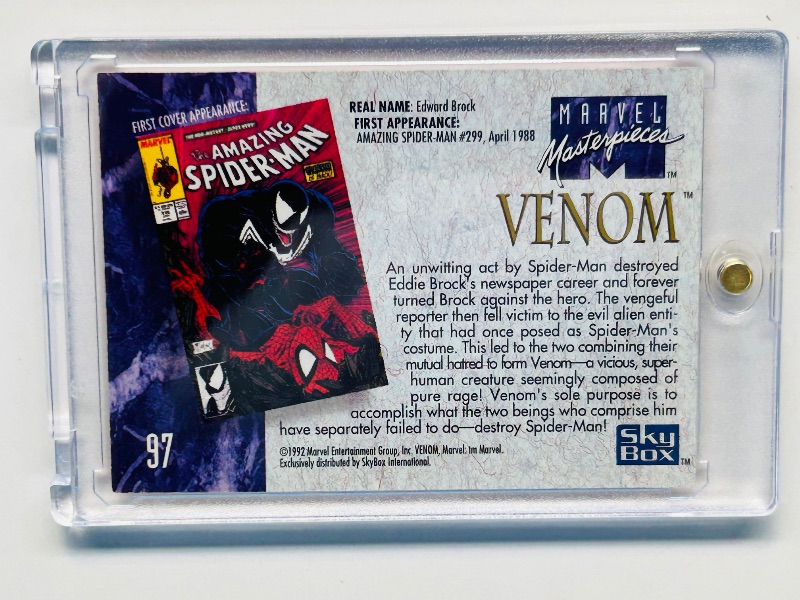 Photo 1 of 152278…Marvel Masterpieces Venom card 97  in hard plastic case