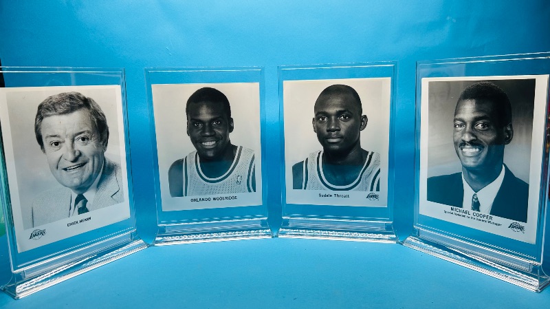 Photo 1 of 152280…8 photos (2 sided) of  Lakers and Bull players and coaches in acrylic frames -see photos 