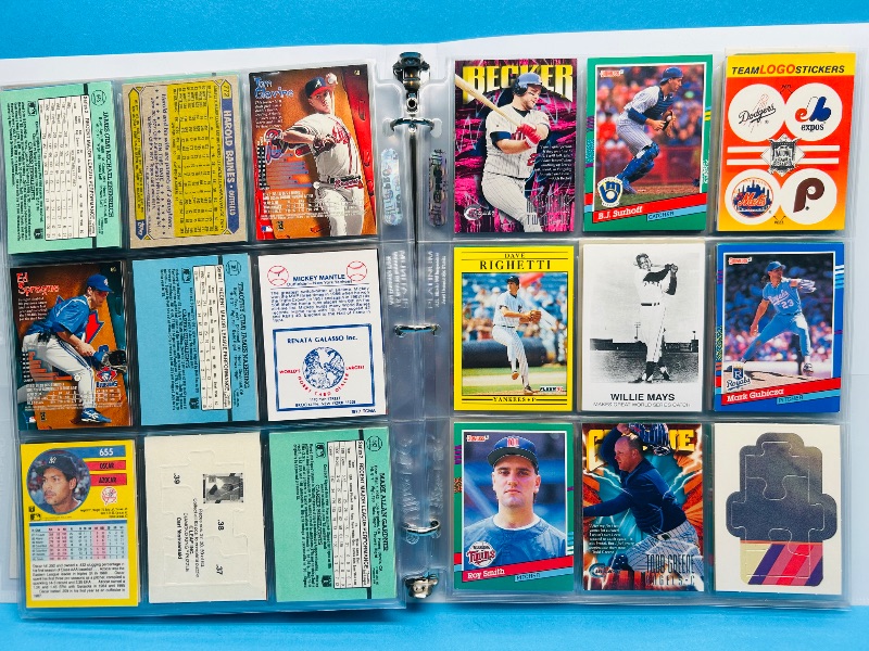 Photo 1 of 152281…final sale no returns/refunds- 180 mixed baseball cards in binder