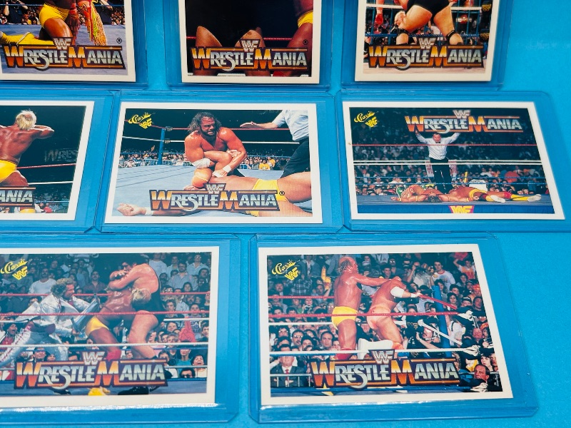 Photo 1 of 152283…15 vintage WWF Hulk Hogan wrestling cards in hard plastic sleeves 