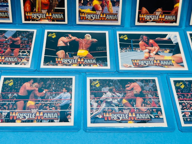 Photo 1 of 152283…15 vintage WWF Hulk Hogan wrestling cards in hard plastic sleeves 