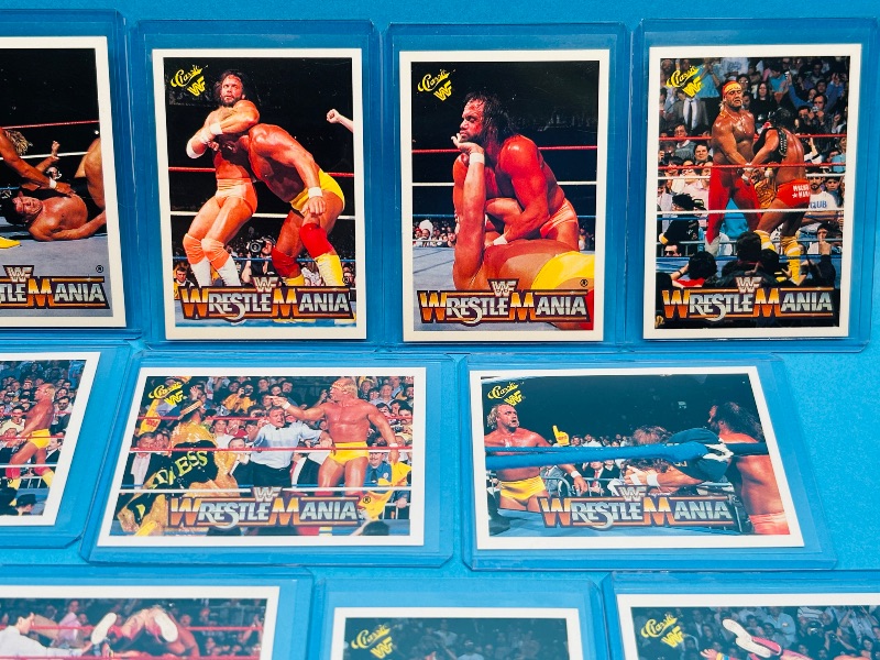Photo 1 of 152284…15 vintage WWF Hulk Hogan wrestling cards in hard plastic sleeves 