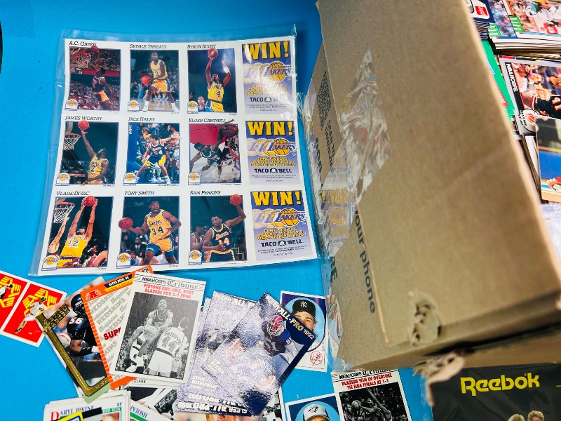 Photo 1 of 152286…final sale no returns/refunds- box of thousands of sports cards and items in small moving box 17 x 12 x 12” 