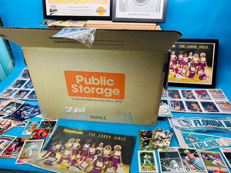 Photo 1 of 152286…final sale no returns/refunds- box of thousands of sports cards and items in small moving box 17 x 12 x 12” 