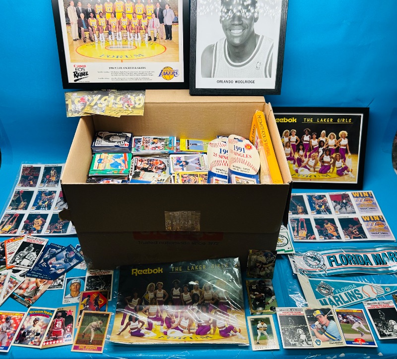 Photo 1 of 152286…final sale no returns/refunds- box of thousands of sports cards and items in small moving box 17 x 12 x 12” 