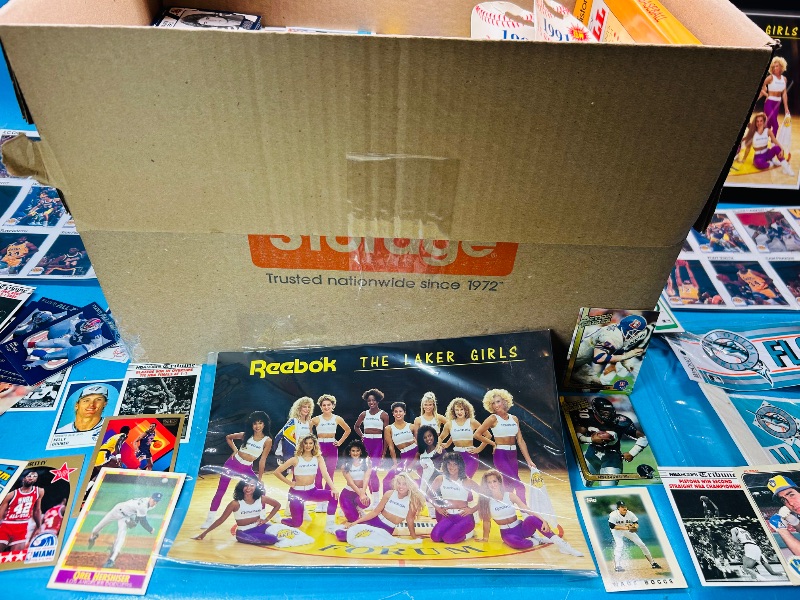 Photo 1 of 152286…final sale no returns/refunds- box of thousands of sports cards and items in small moving box 17 x 12 x 12” 