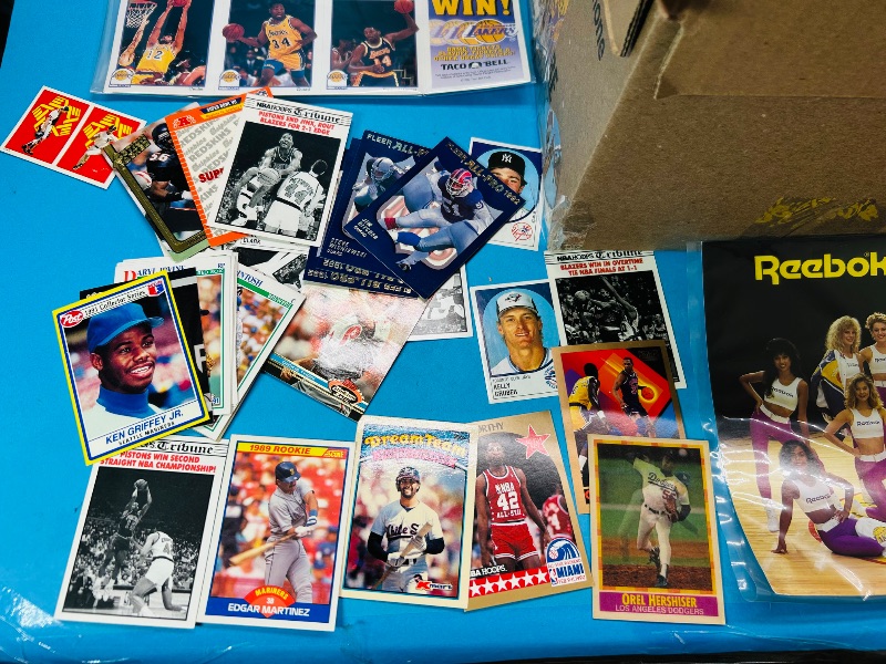 Photo 1 of 152286…final sale no returns/refunds- box of thousands of sports cards and items in small moving box 17 x 12 x 12” 