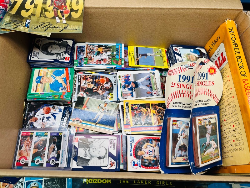 Photo 1 of 152286…final sale no returns/refunds- box of thousands of sports cards and items in small moving box 17 x 12 x 12” 