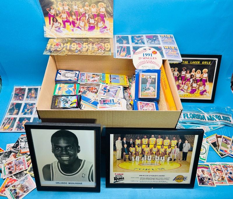 Photo 1 of 152286…final sale no returns/refunds- box of thousands of sports cards and items in small moving box 17 x 12 x 12” 