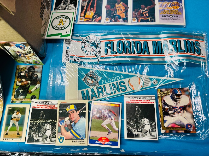 Photo 1 of 152286…final sale no returns/refunds- box of thousands of sports cards and items in small moving box 17 x 12 x 12” 