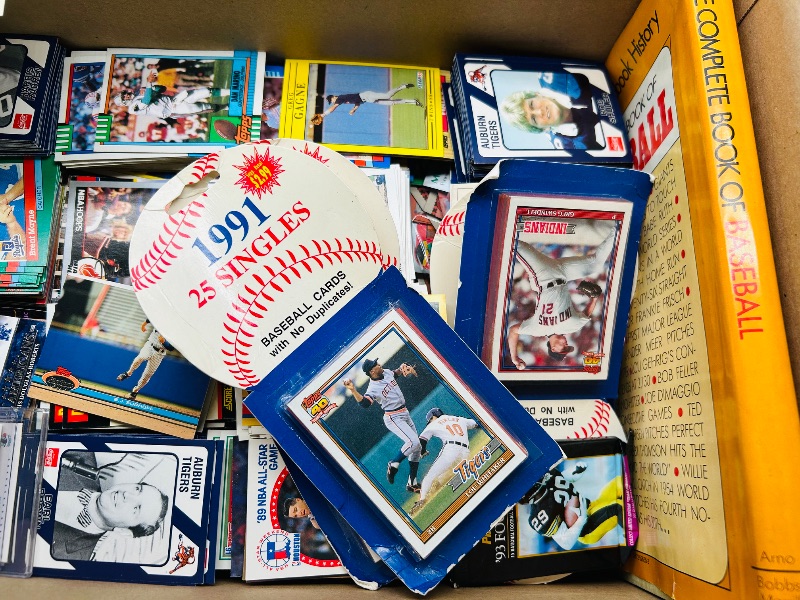 Photo 1 of 152286…final sale no returns/refunds- box of thousands of sports cards and items in small moving box 17 x 12 x 12” 