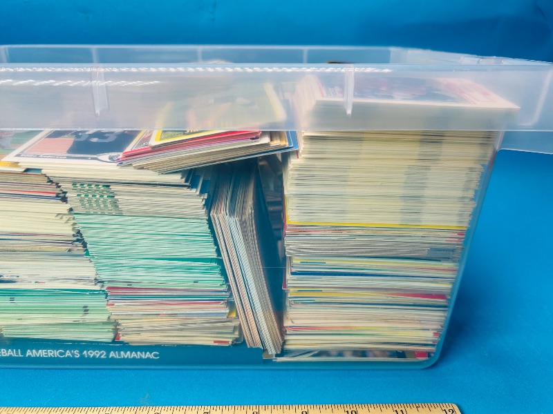 Photo 1 of 152287…final sale no returns/refunds- thousands of mixed sports cards in small 15 qt. tote