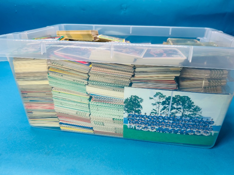 Photo 1 of 152287…final sale no returns/refunds- thousands of mixed sports cards in small 15 qt. tote