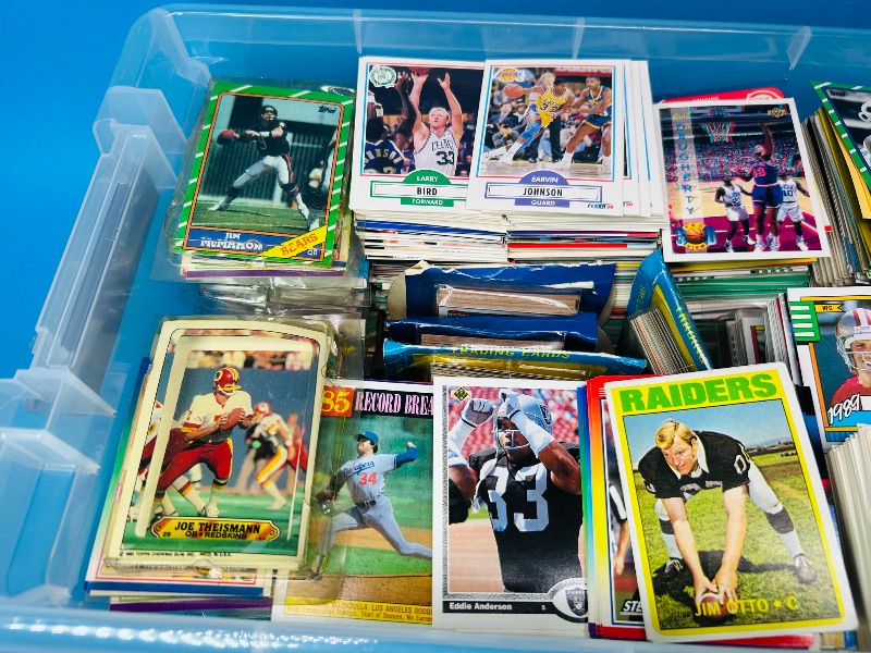 Photo 1 of 152287…final sale no returns/refunds- thousands of mixed sports cards in small 15 qt. tote