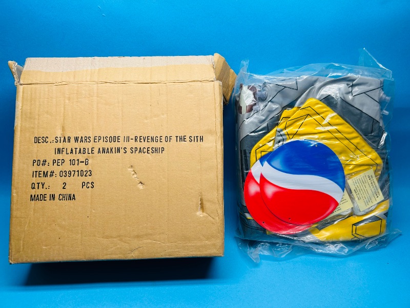 Photo 1 of 152291… RARE sealed Pepsi promo Star Wars episode III  revenge of the Sith inflatable Anakin spaceship quantity 2 pcs no returns/refunds