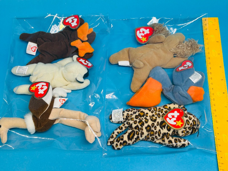 Photo 1 of 152310…6 small TY beanie babies in plastic bags