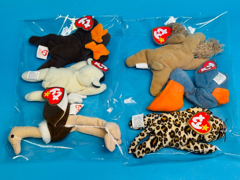 Photo 1 of 152310…6 small TY beanie babies in plastic bags