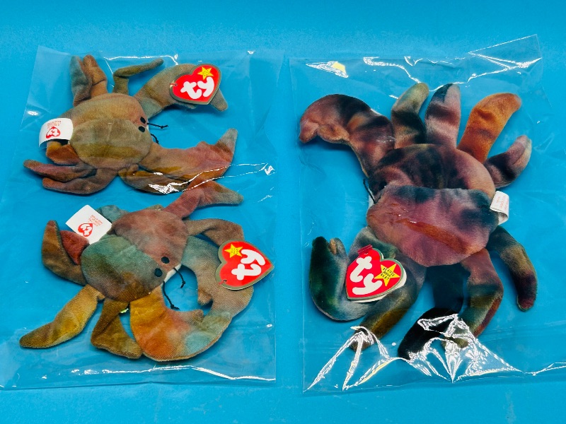 Photo 1 of 152314… 3 TY beanie babies-Claude- in plastic bags -(2 small)