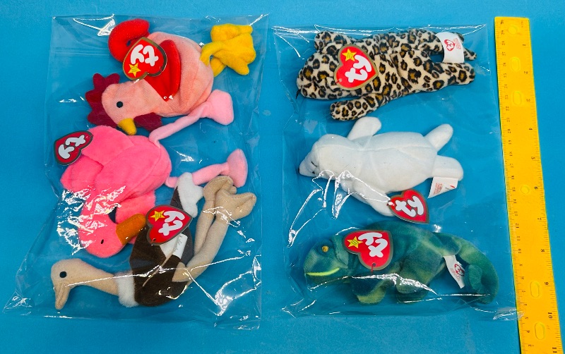 Photo 1 of 152316… 6 small TY beanie babies in plastic bags