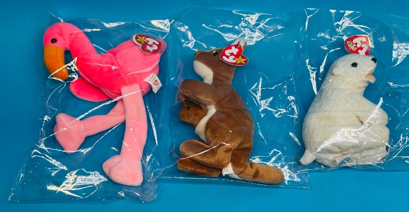 Photo 1 of 152317… 3 TY beanie babies in plastic bags