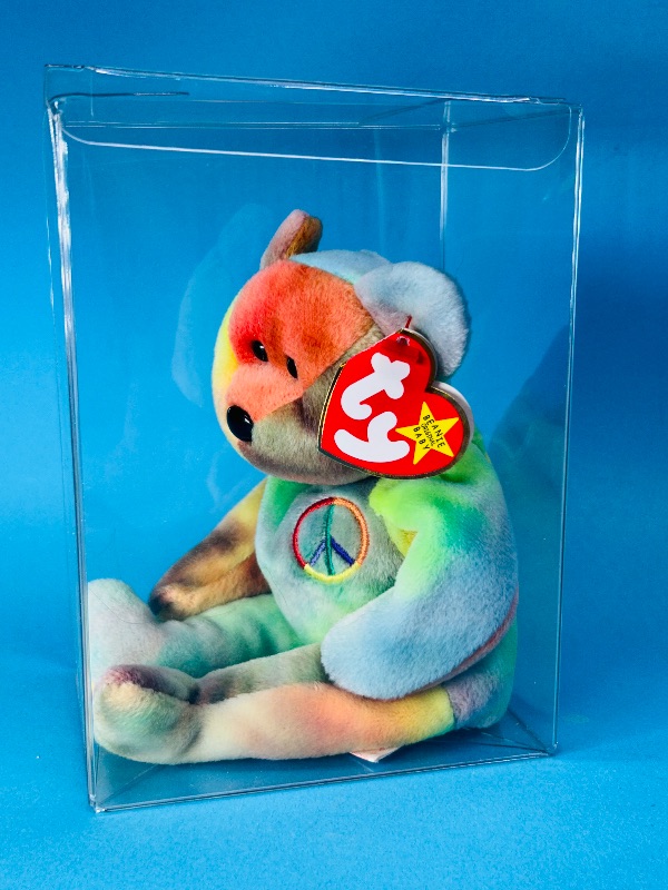 Photo 1 of 152326… TY beanie baby -Peace  bear in plastic display 