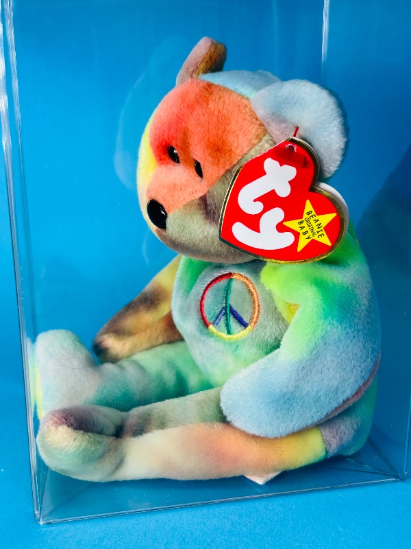 Photo 1 of 152326… TY beanie baby -Peace  bear in plastic display 