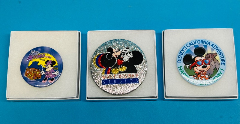 Photo 1 of 152343…3 Disney button pins in gift boxes 