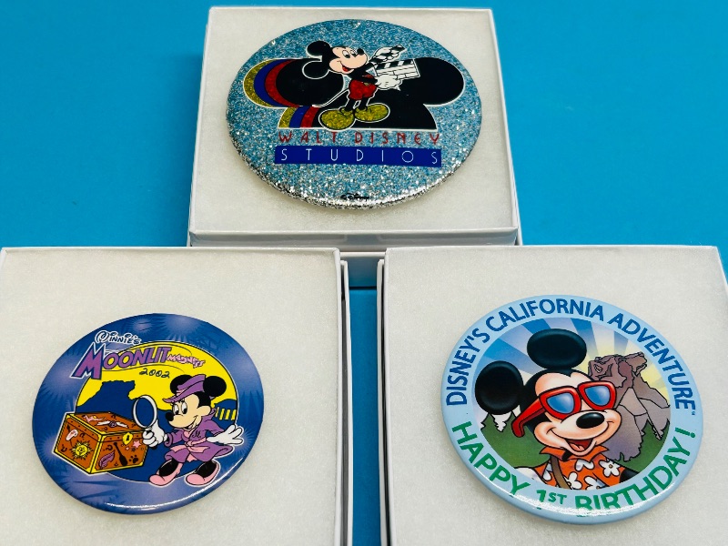 Photo 1 of 152343…3 Disney button pins in gift boxes 