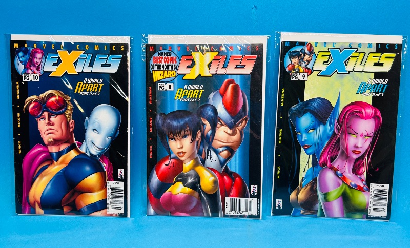 Photo 1 of 152370… 3 Exiles comics 9-11 commemorative covers in plastic sleeves