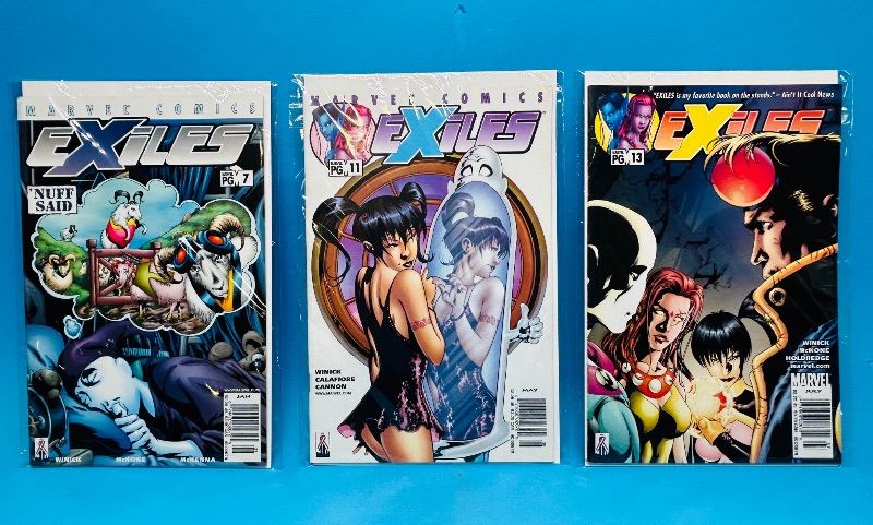Photo 1 of 152373…3 Exiles comics 9-11 commemorative covers in plastic sleeves 